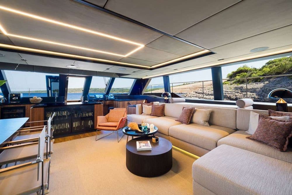 70 sunreef power amber one interior sitting area croatia catamaran